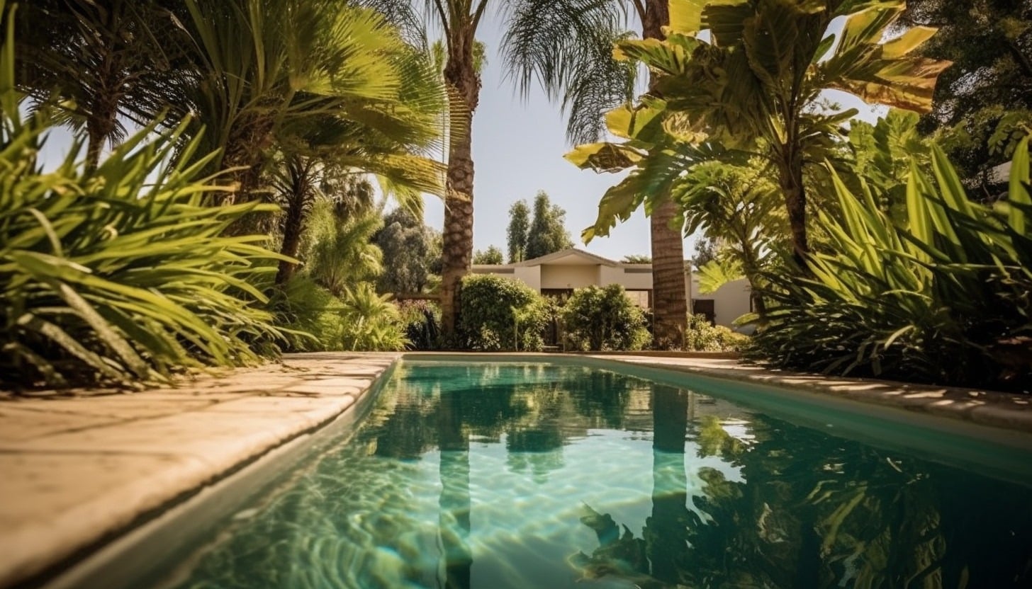 palmier autour piscine